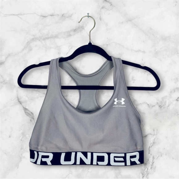 5 for $25 Under Armour heatgear grey banded sports bra size large - Picture 1 of 12